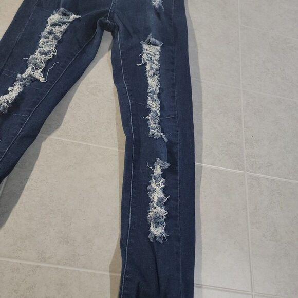 JC & JQ Womens Blue Dark Wash High Rise Stretch Denim Flared Jeans Size Small - Picture 6 of 8